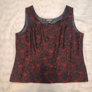 Kasper Red And Black Lace Corset Top